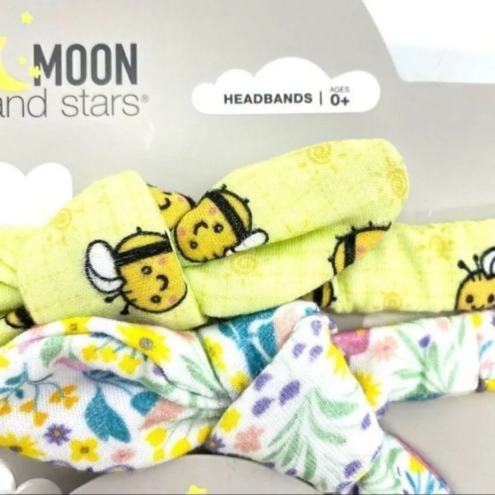 Moon & Stars Baby Bib, Headband and Socks Set New Strawberry, Butterfly, Bee